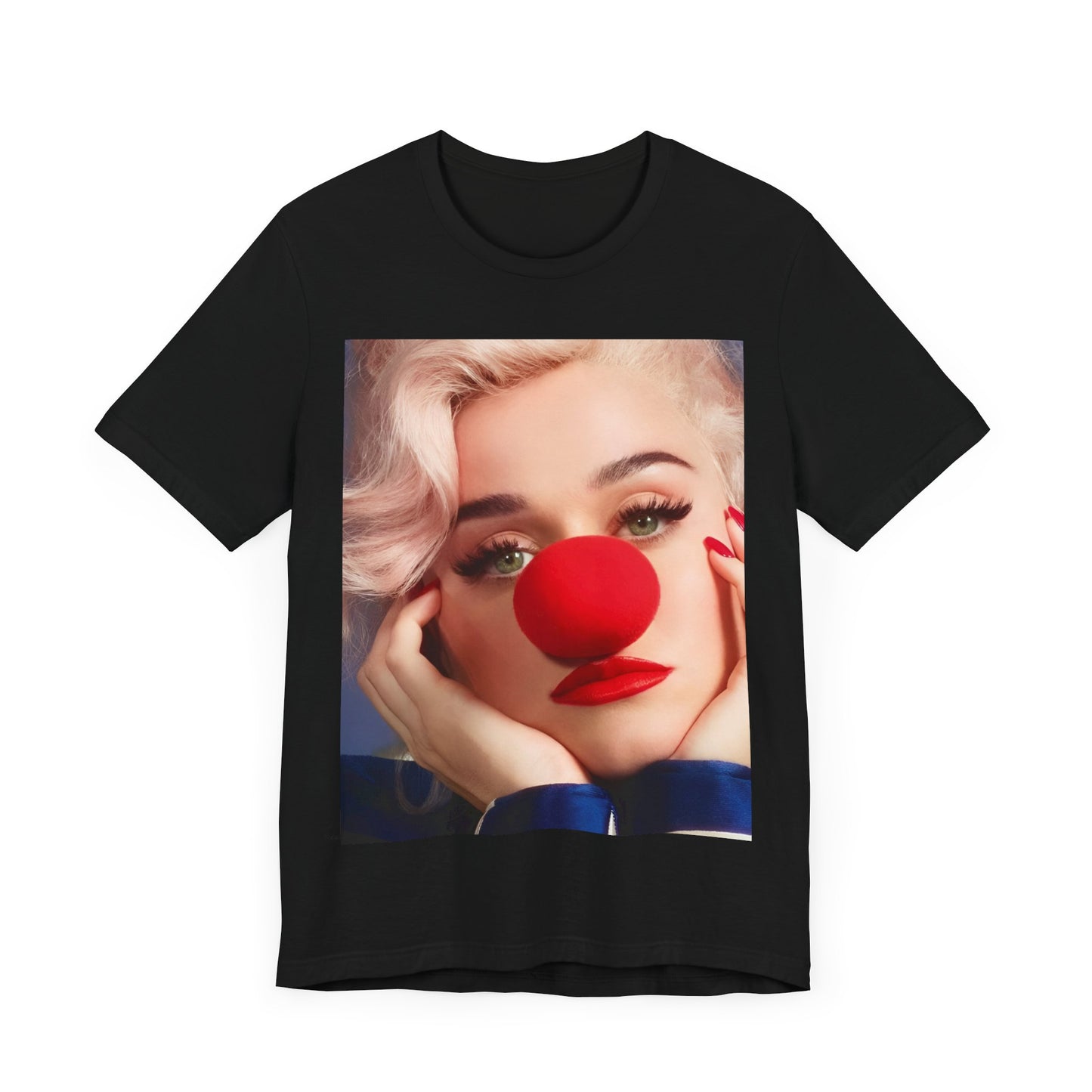 A black graphic t-shirt featuring a graphic related to Katy Perry's 'Smile' album.