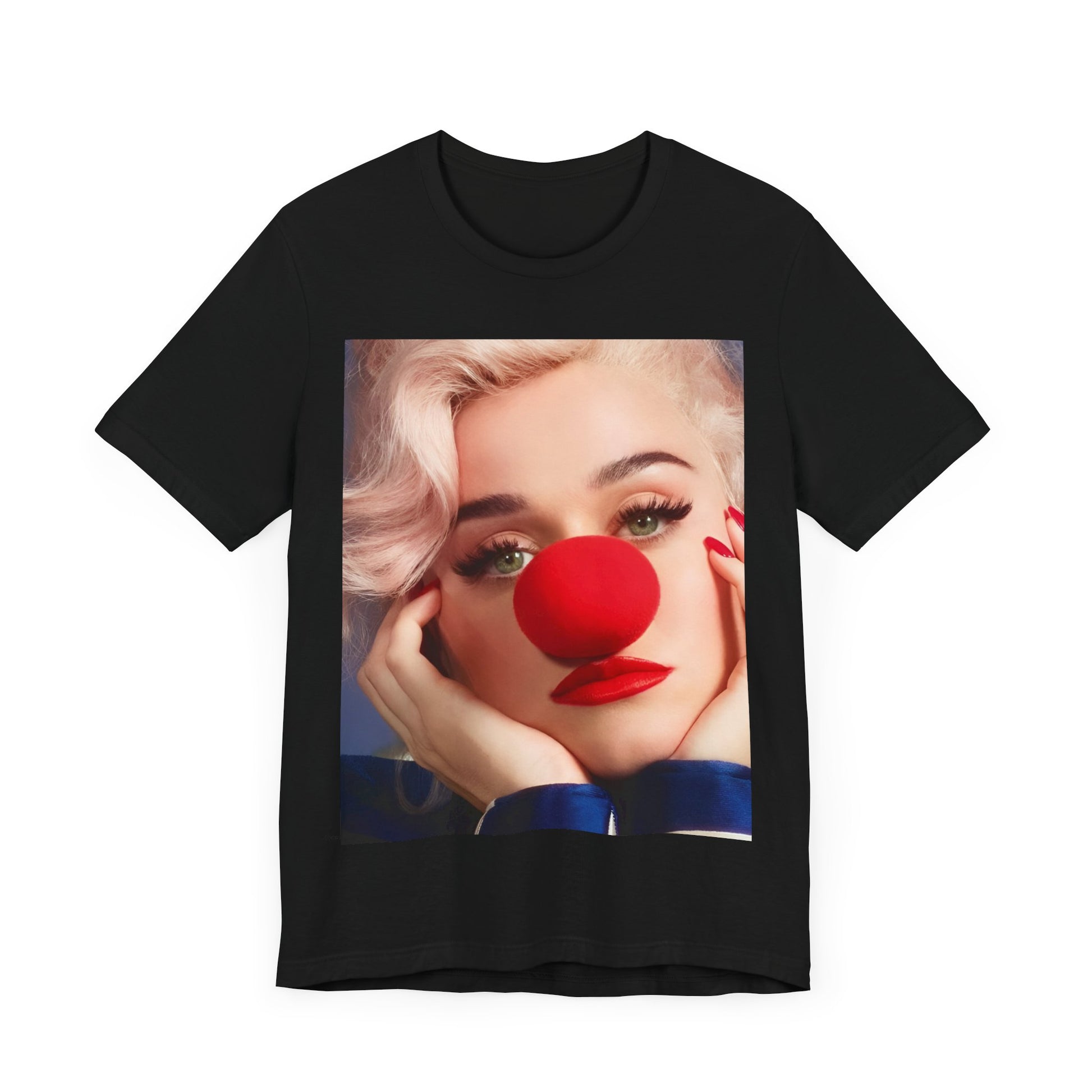 A black graphic t-shirt featuring a graphic related to Katy Perry's 'Smile' album.