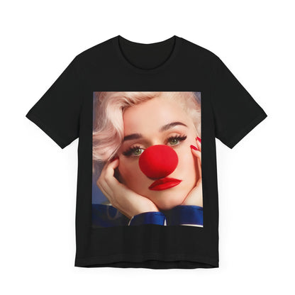 A black graphic t-shirt featuring a graphic related to Katy Perry's 'Smile' album.