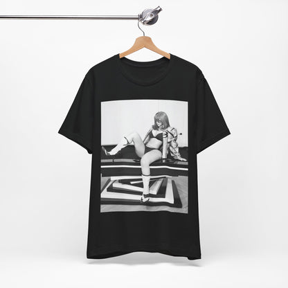 A black graphic t-shirt featuring an artistic or aesthetic graphic of Cardi B in a hip hop style.