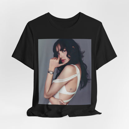 A black graphic t-shirt featuring a retro graphic related to Lisa's 'LALISA' solo era.
