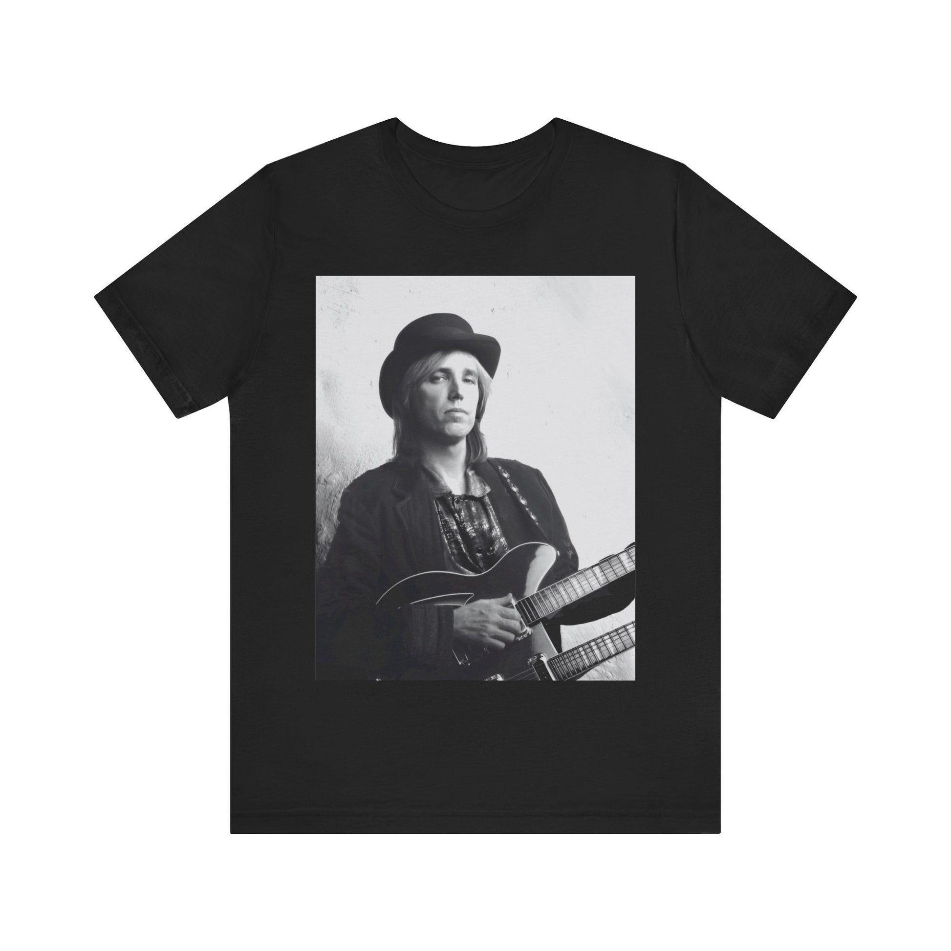 A black graphic t-shirt featuring a graphic related to Tom Petty's 'Wildflowers' album era.