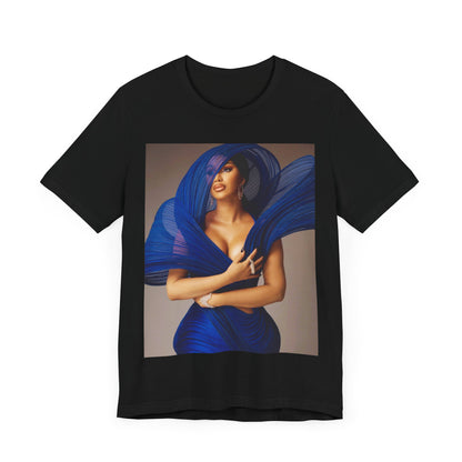 A black graphic t-shirt featuring a graphic of Cardi B in a powerful stance.