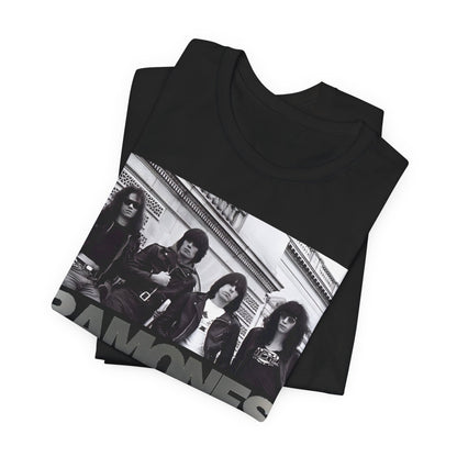 A black graphic t-shirt featuring a graphic related to Ramones' 'Blitzkrieg Bop' song or era.