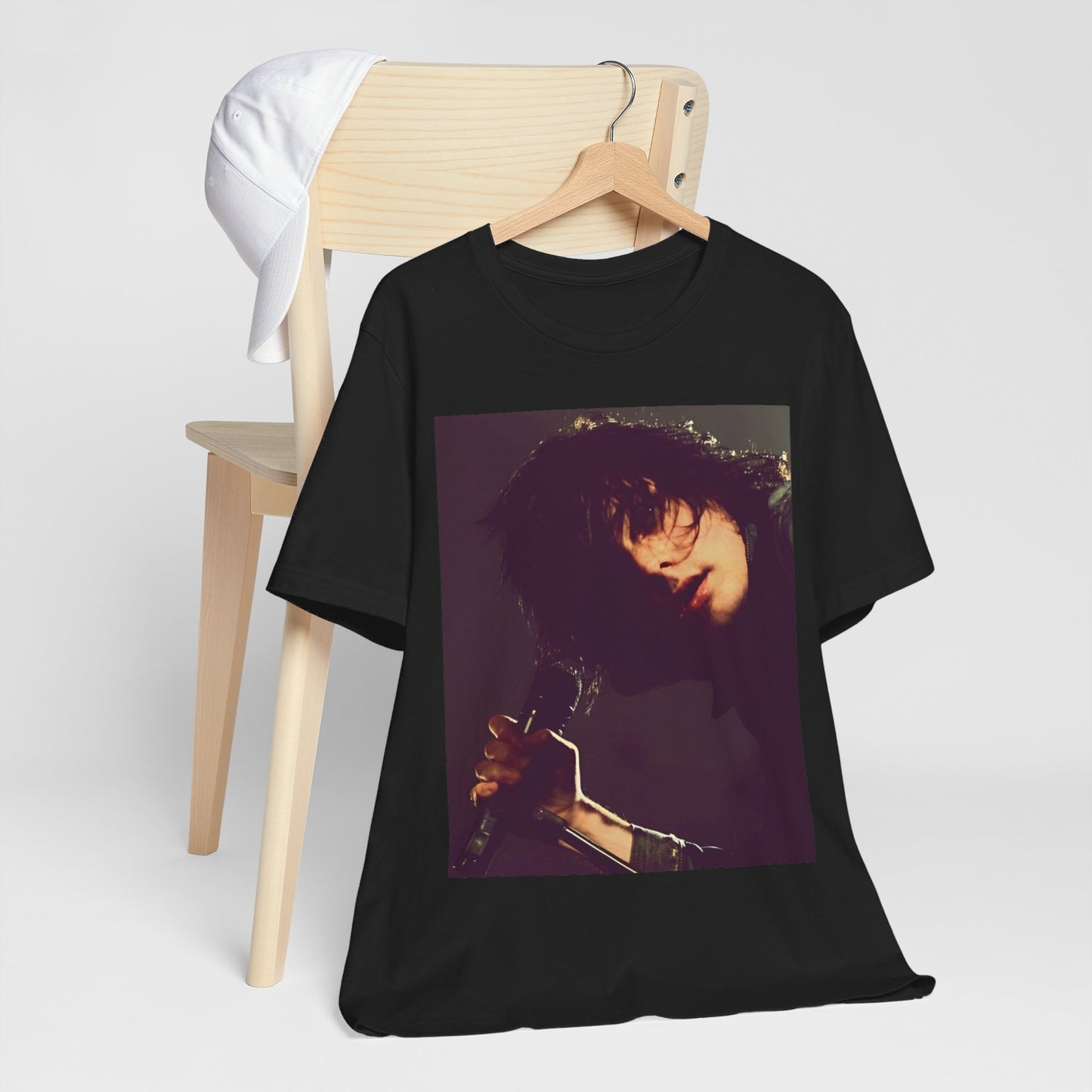 A black graphic t-shirt featuring a graphic of Gerard Way from My Chemical Romance.