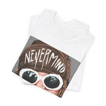 A black graphic t-shirt featuring a graphic related to Nirvana's 'Nevermind' album era.