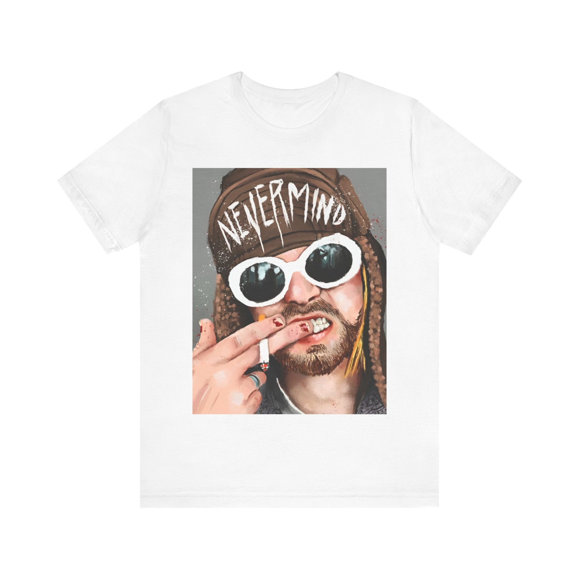 A black graphic t-shirt featuring a graphic related to Nirvana's 'Nevermind' album era.