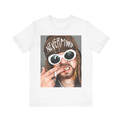 A black graphic t-shirt featuring a graphic related to Nirvana's 'Nevermind' album era.