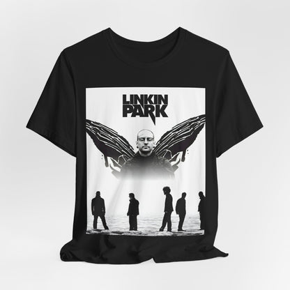 A black graphic t-shirt featuring a tribute graphic for Chester Bennington of Linkin Park.
