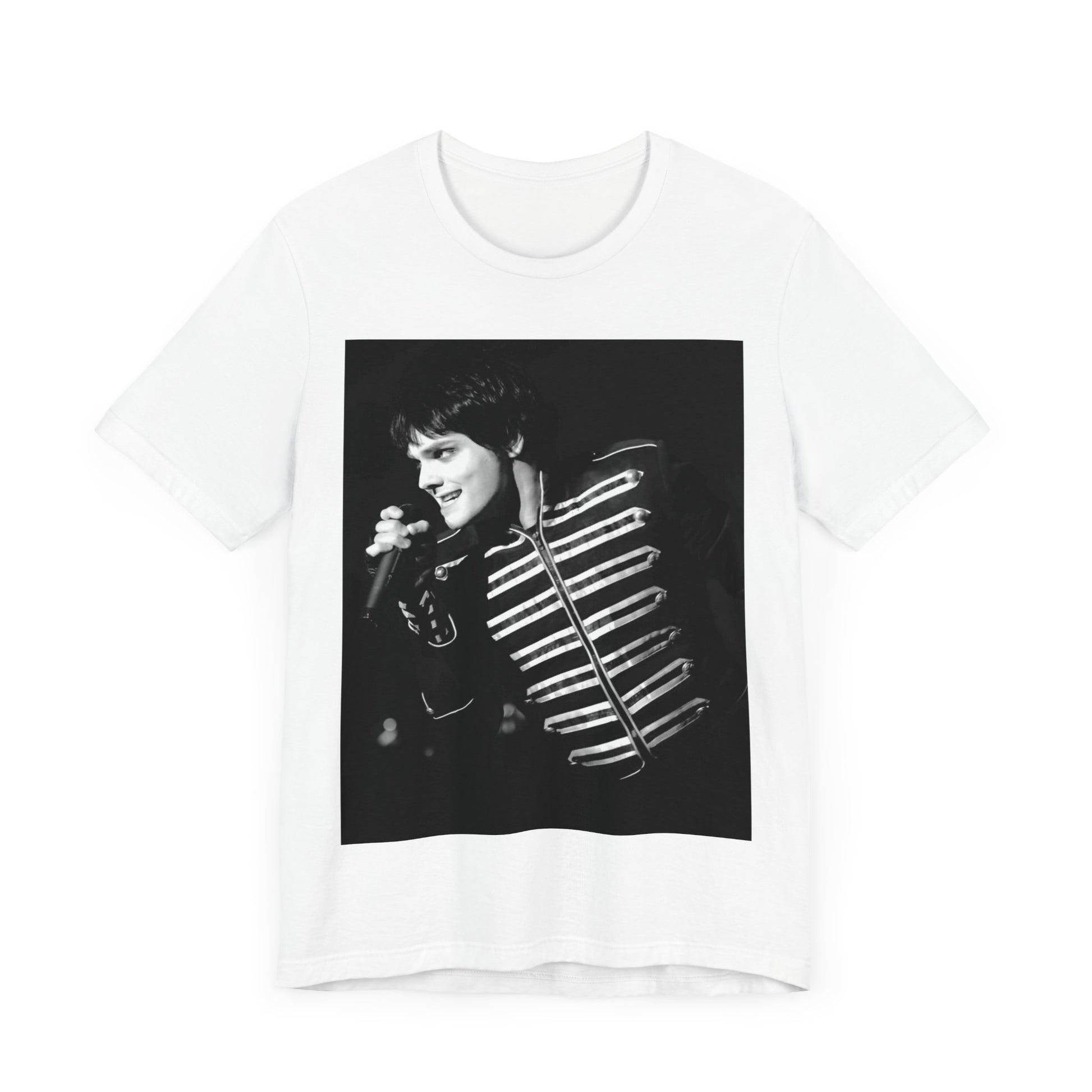 A black graphic t-shirt featuring a graphic related to My Chemical Romance's 'Black Parade' live performances.