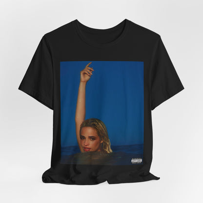 A black graphic t-shirt featuring a graphic related to Camila Cabello's C,XOXO album.