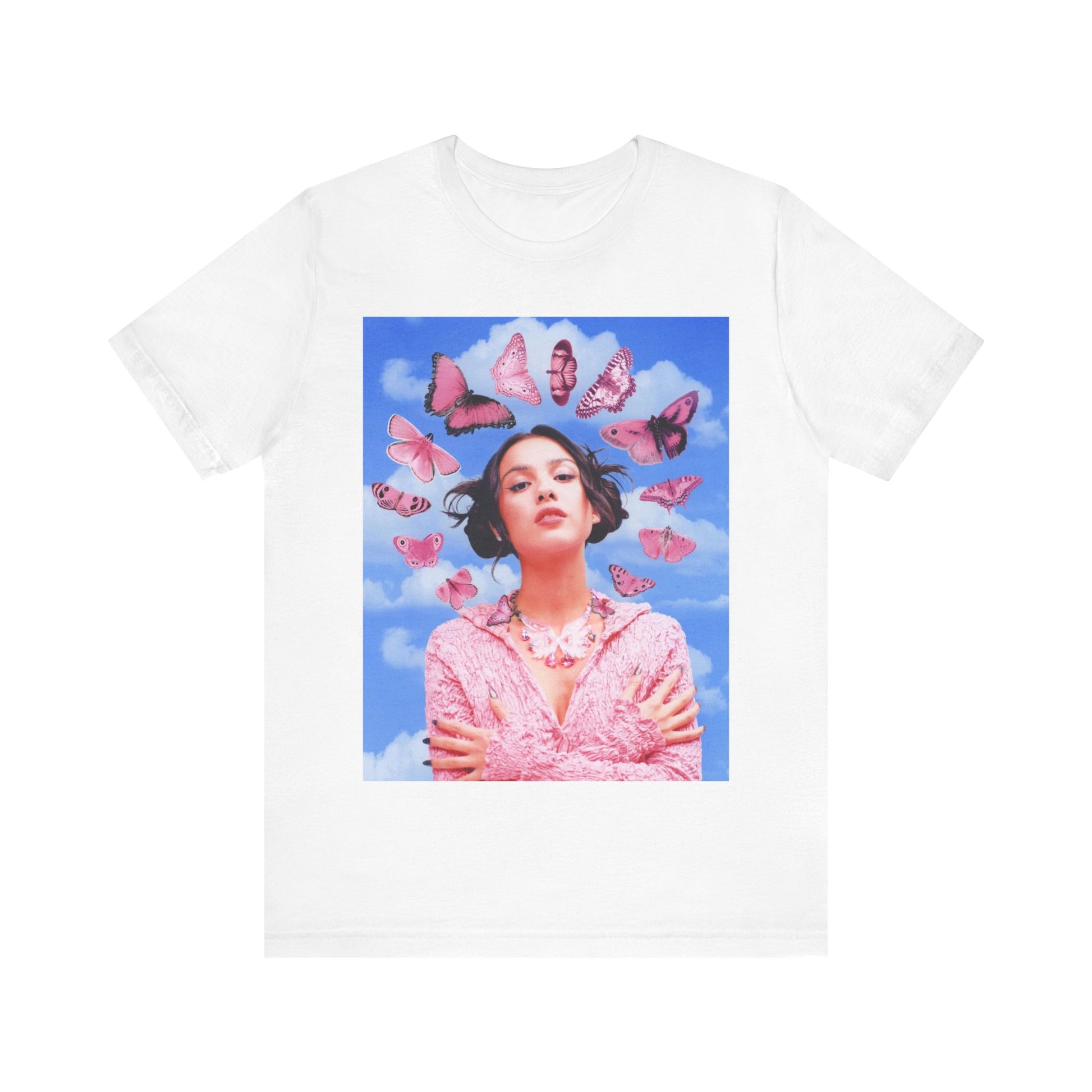 A black graphic t-shirt featuring a graphic related to Olivia Rodrigo's 'Drivers License' song or era.