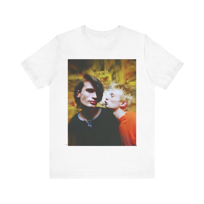 A black graphic t-shirt featuring a graphic related to Radiohead's 'No Surprises' song or era.