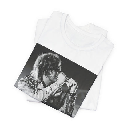 A black graphic t-shirt featuring a vintage graphic related to The Strokes' 'Last Nite' song or era.