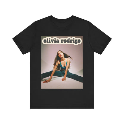 A black graphic t-shirt featuring a fierce graphic related to Olivia Rodrigo's 'good 4 u' song or era.