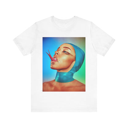 A black graphic t-shirt featuring a classic underground R&B graphic of Tinashe.