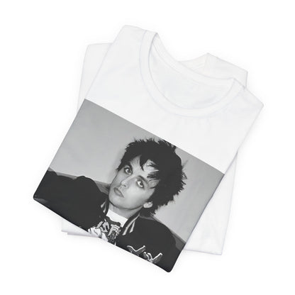 A black graphic t-shirt featuring a graphic of Billie Joe Armstrong from Green Day.