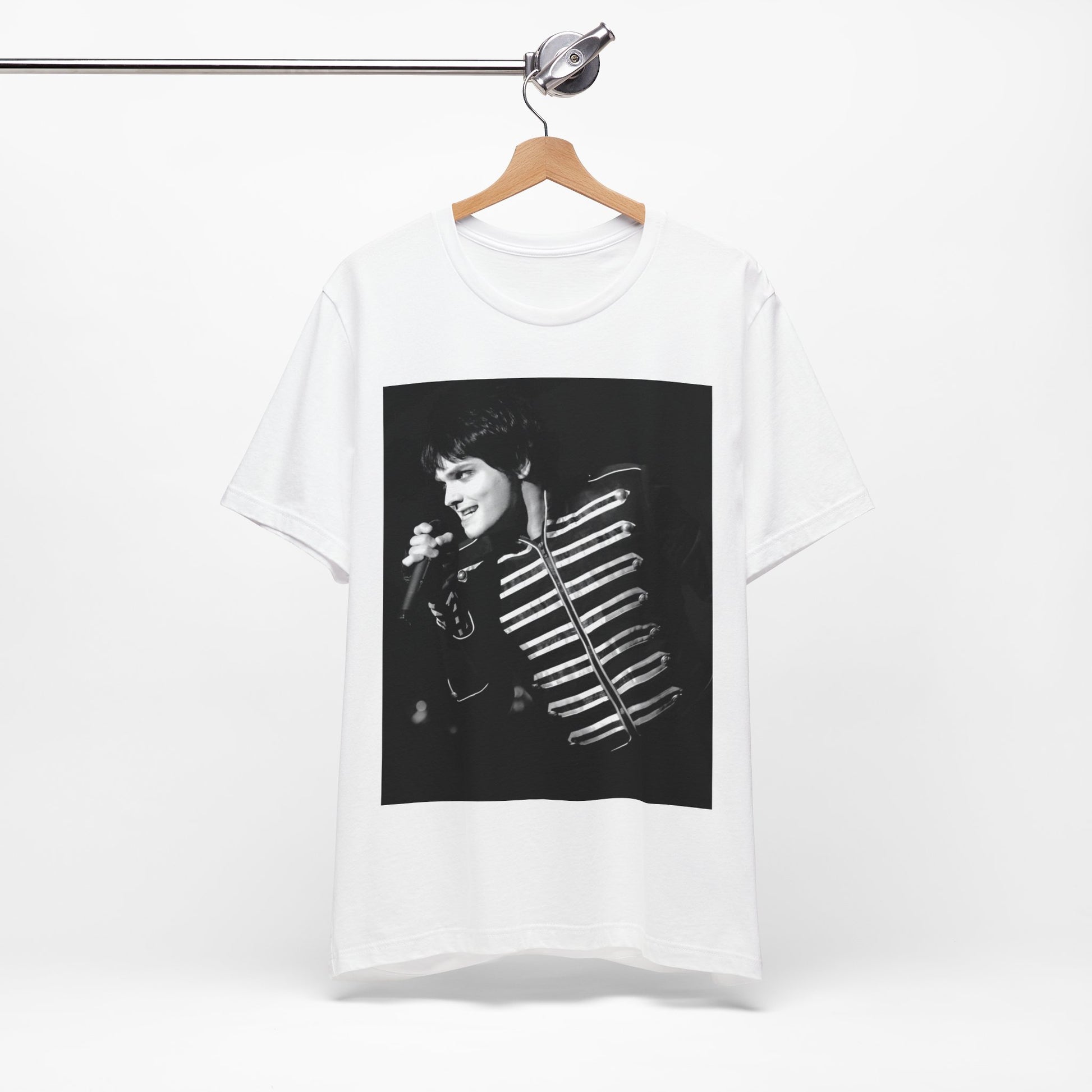 A black graphic t-shirt featuring a graphic related to My Chemical Romance's 'Black Parade' live performances.