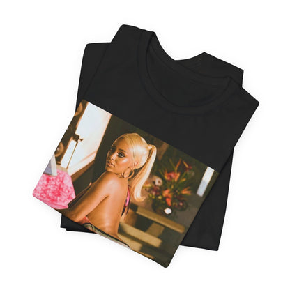 A black graphic t-shirt featuring a retro disco graphic related to Doja Cat's 'Say So' song.