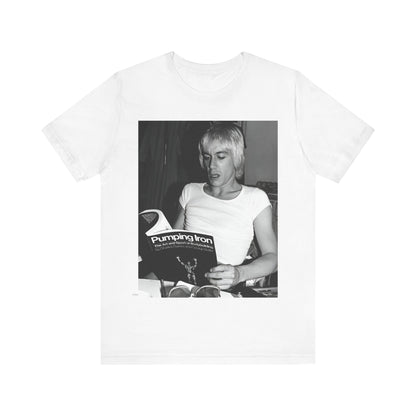 A black graphic t-shirt featuring a 70s classic photo of Iggy Pop and The Stooges.