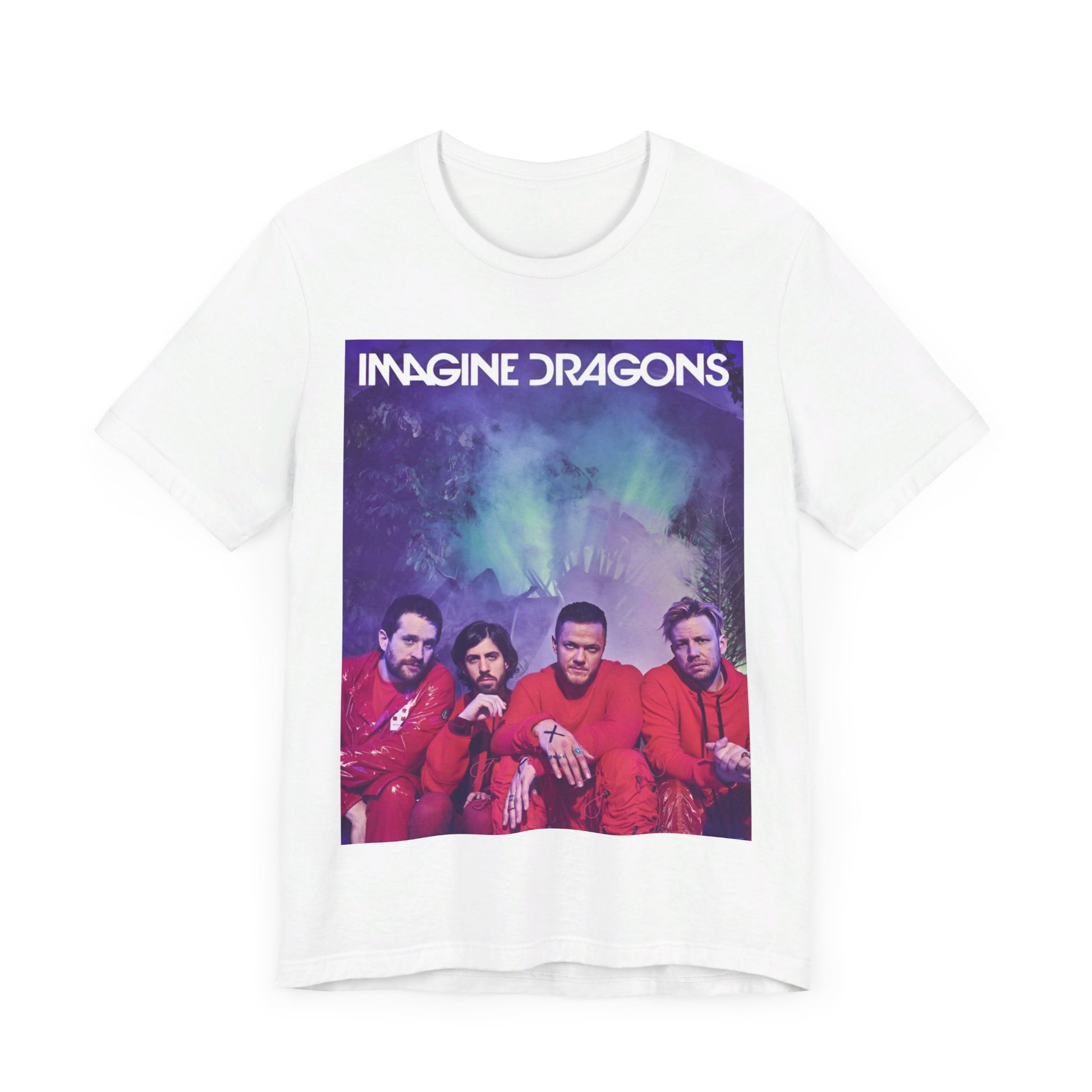 A black graphic t-shirt featuring a vintage alt rock sound graphic of Imagine Dragons.