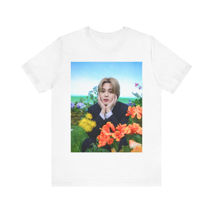 A black graphic t-shirt featuring a graphic related to Jimin's 'Serendipity' era.