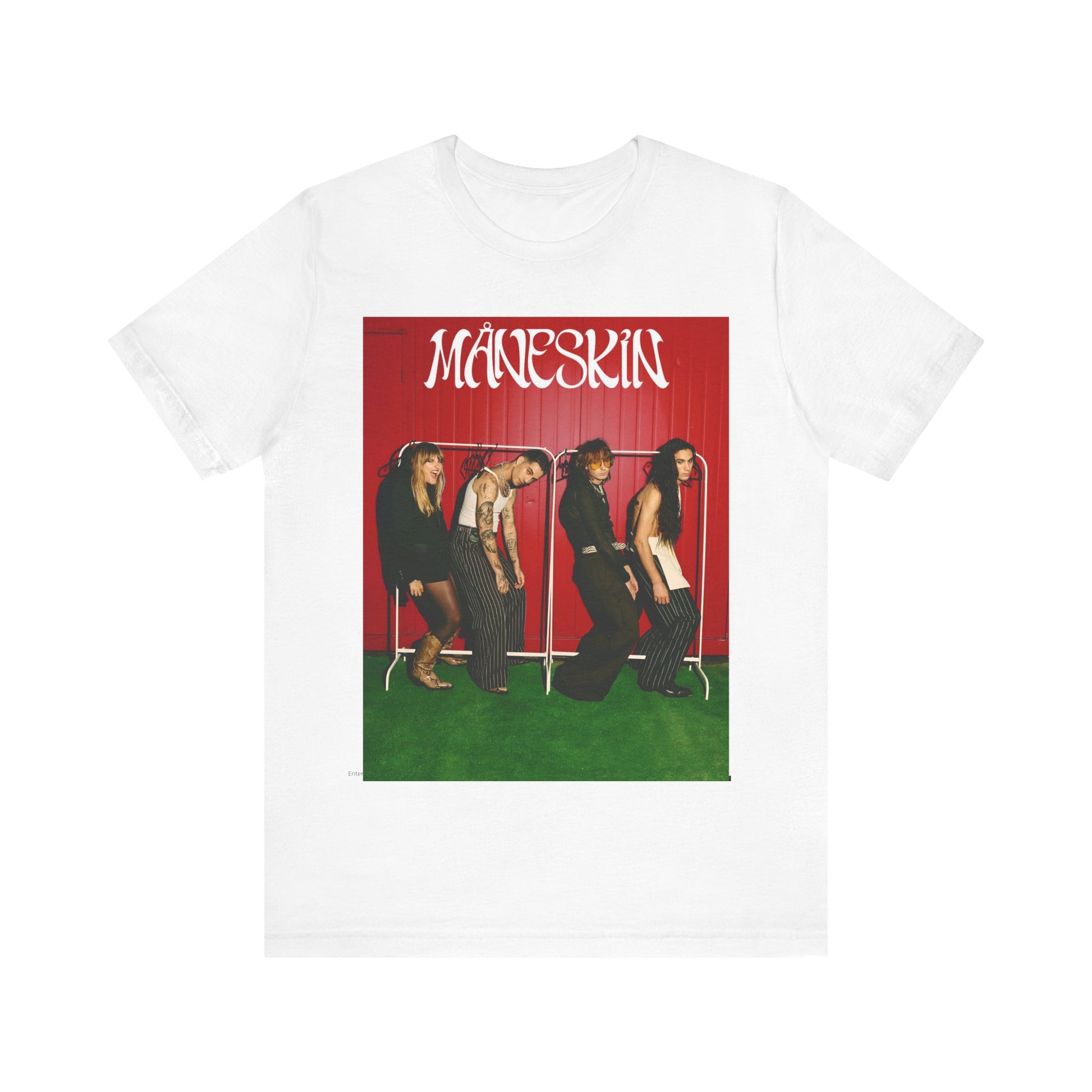A black graphic t-shirt featuring a graphic related to Maneskin's 'RUSH' album era.