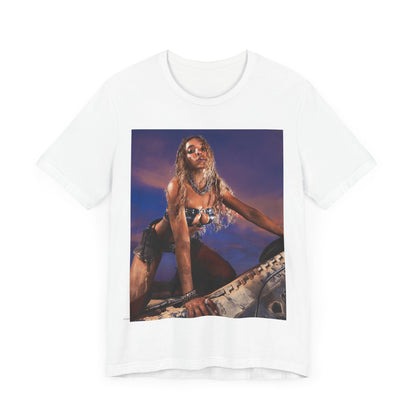 A black graphic t-shirt featuring a vintage graphic related to Tinashe's 'Nasty' era.