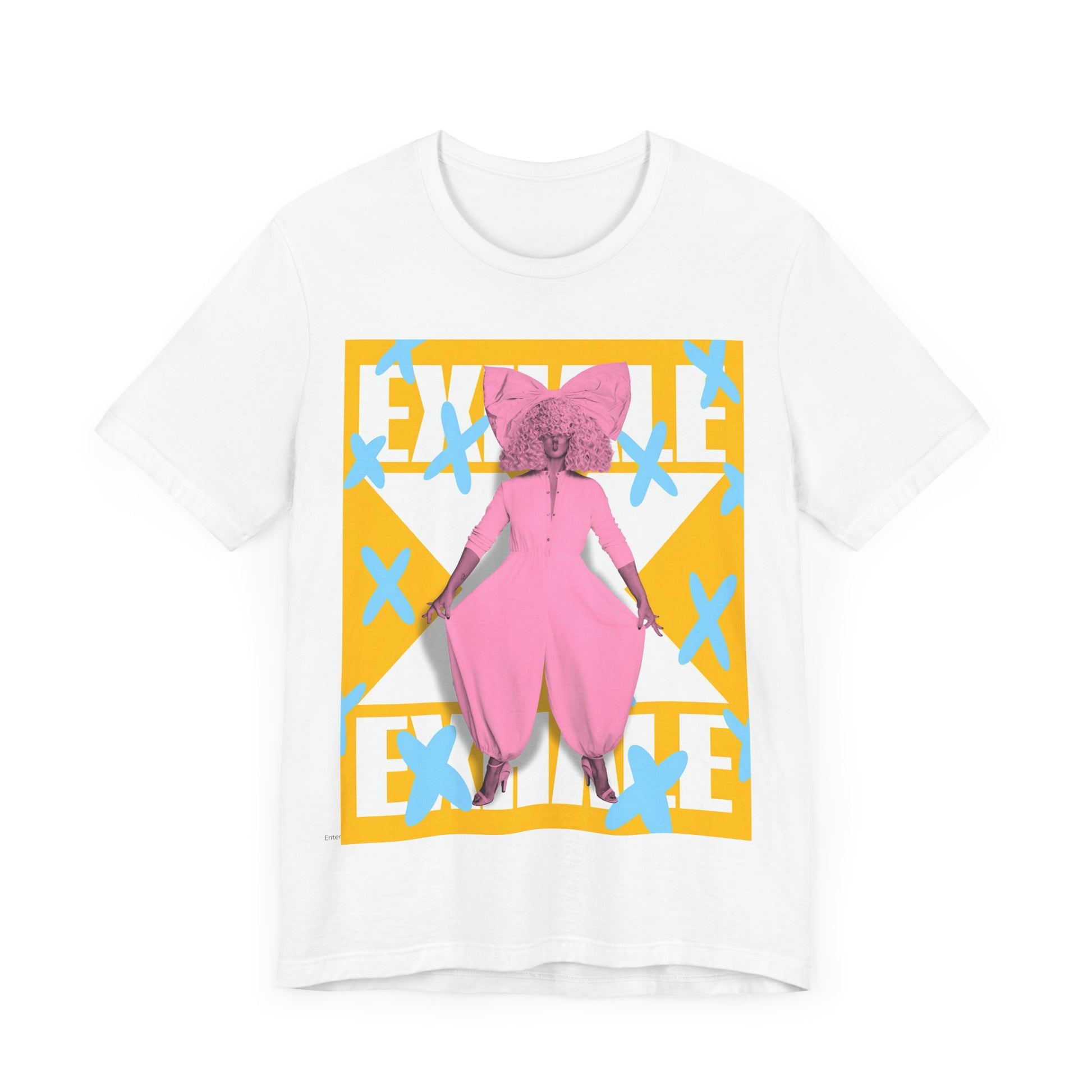 A black graphic t-shirt featuring a graphic related to Sia's 'Exhale' theme or lyrics.