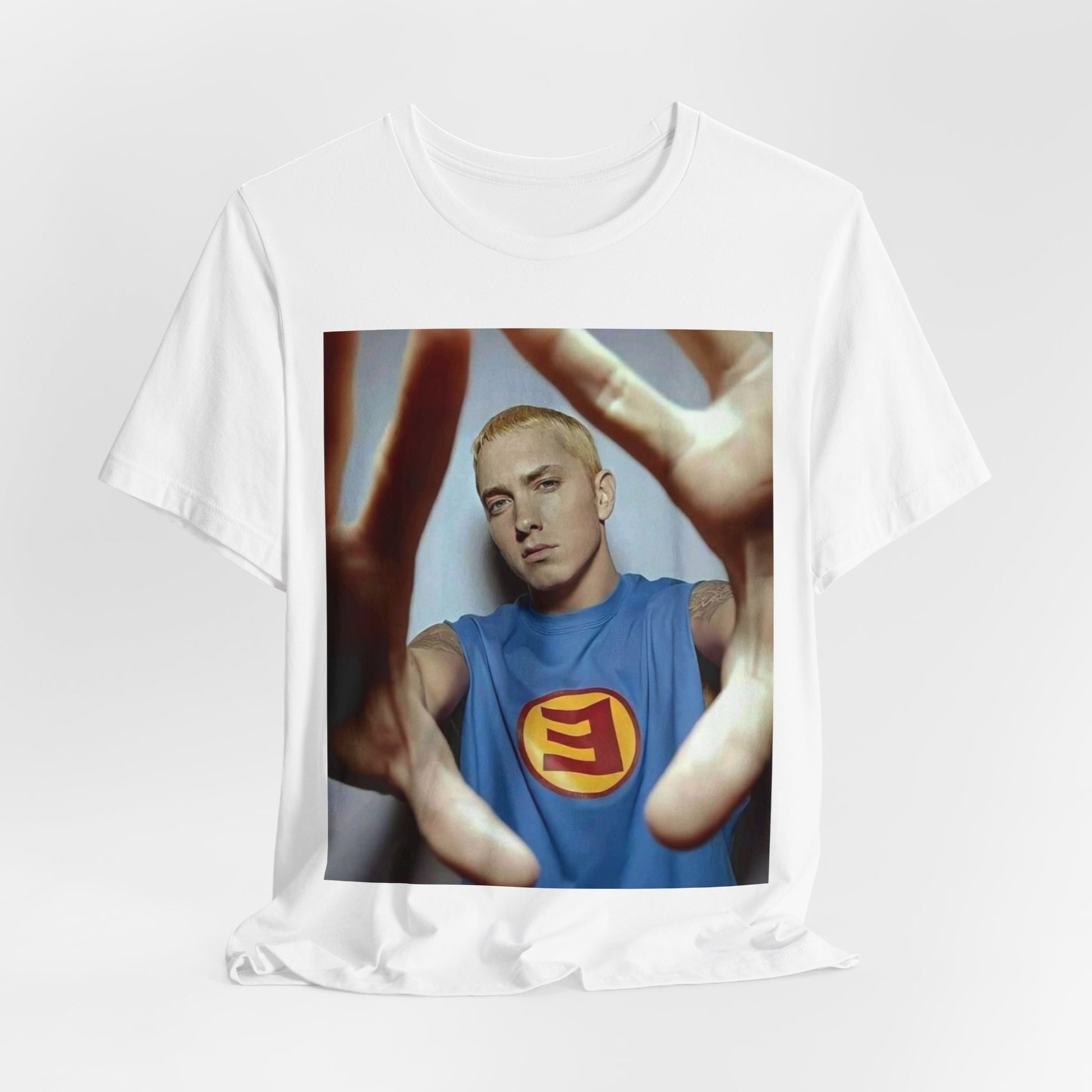 A black graphic t-shirt featuring a graphic related to Eminem's 'The Slim Shady LP' album.