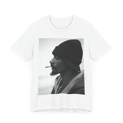 A black graphic t-shirt featuring a graphic of Snoop Dogg designed for everyday West Coast style.