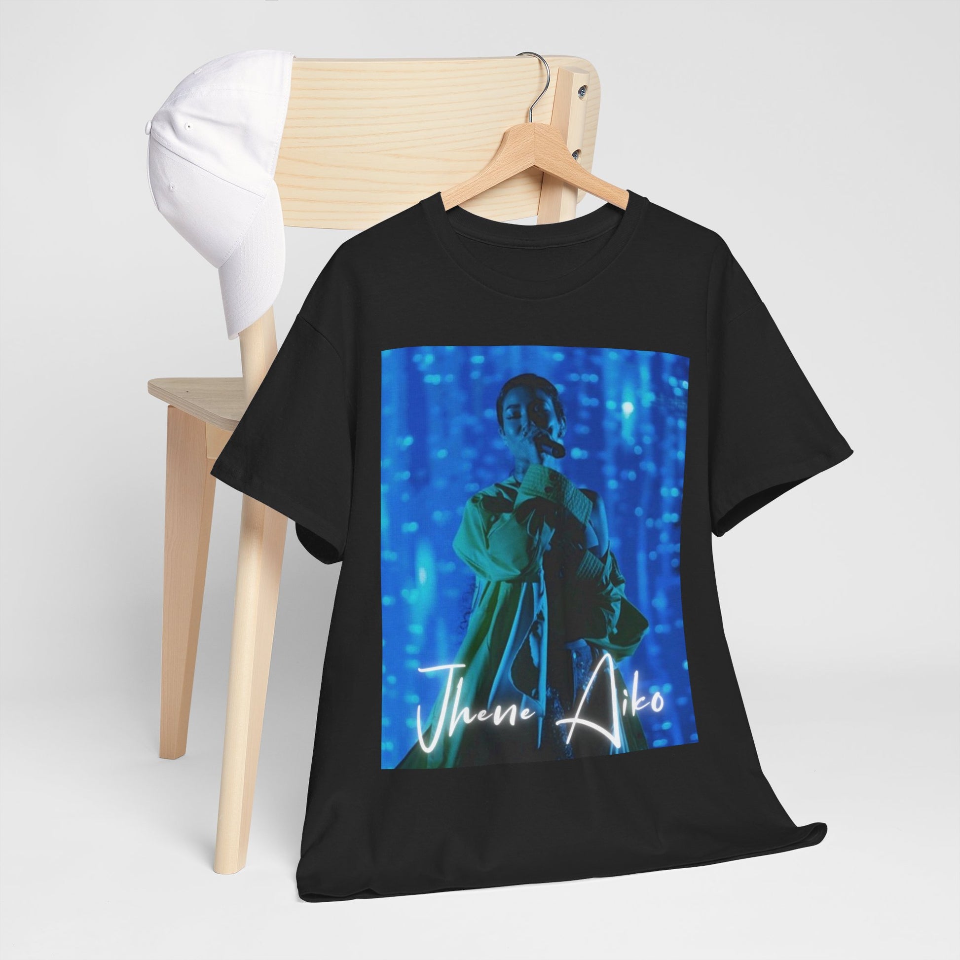 A black graphic t-shirt featuring a modern neo soul graphic of Jhene Aiko.