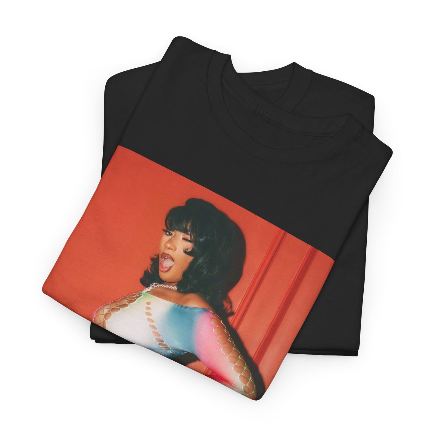 A black graphic t-shirt featuring a vintage 'Hot Girl' graphic of Megan Thee Stallion.
