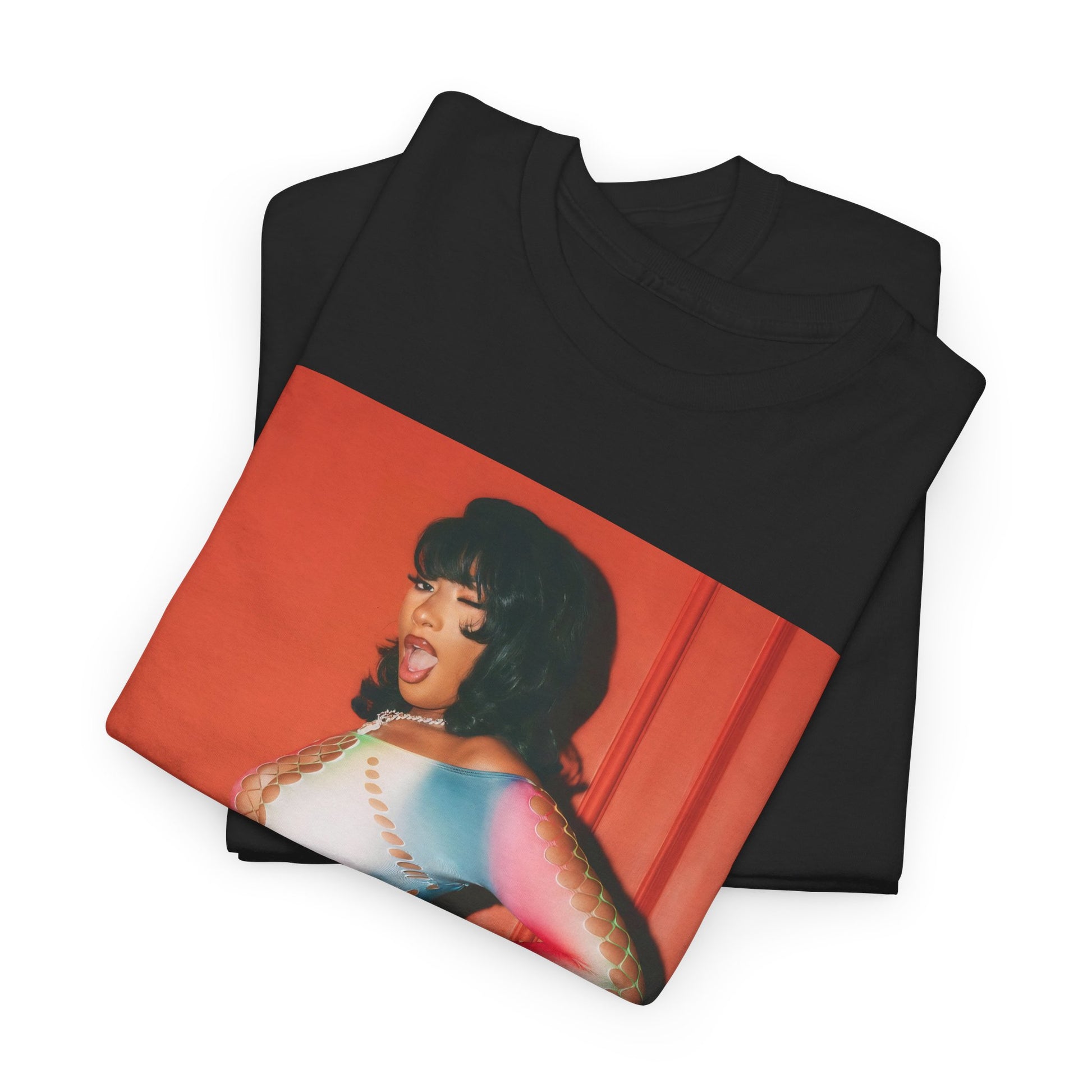 A black graphic t-shirt featuring a vintage 'Hot Girl' graphic of Megan Thee Stallion.