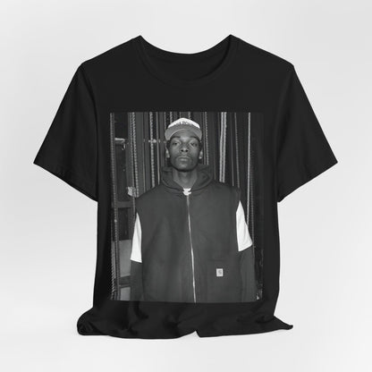 A black graphic t-shirt featuring a graphic of Snoop Dogg emphasizing a rebellious spirit.