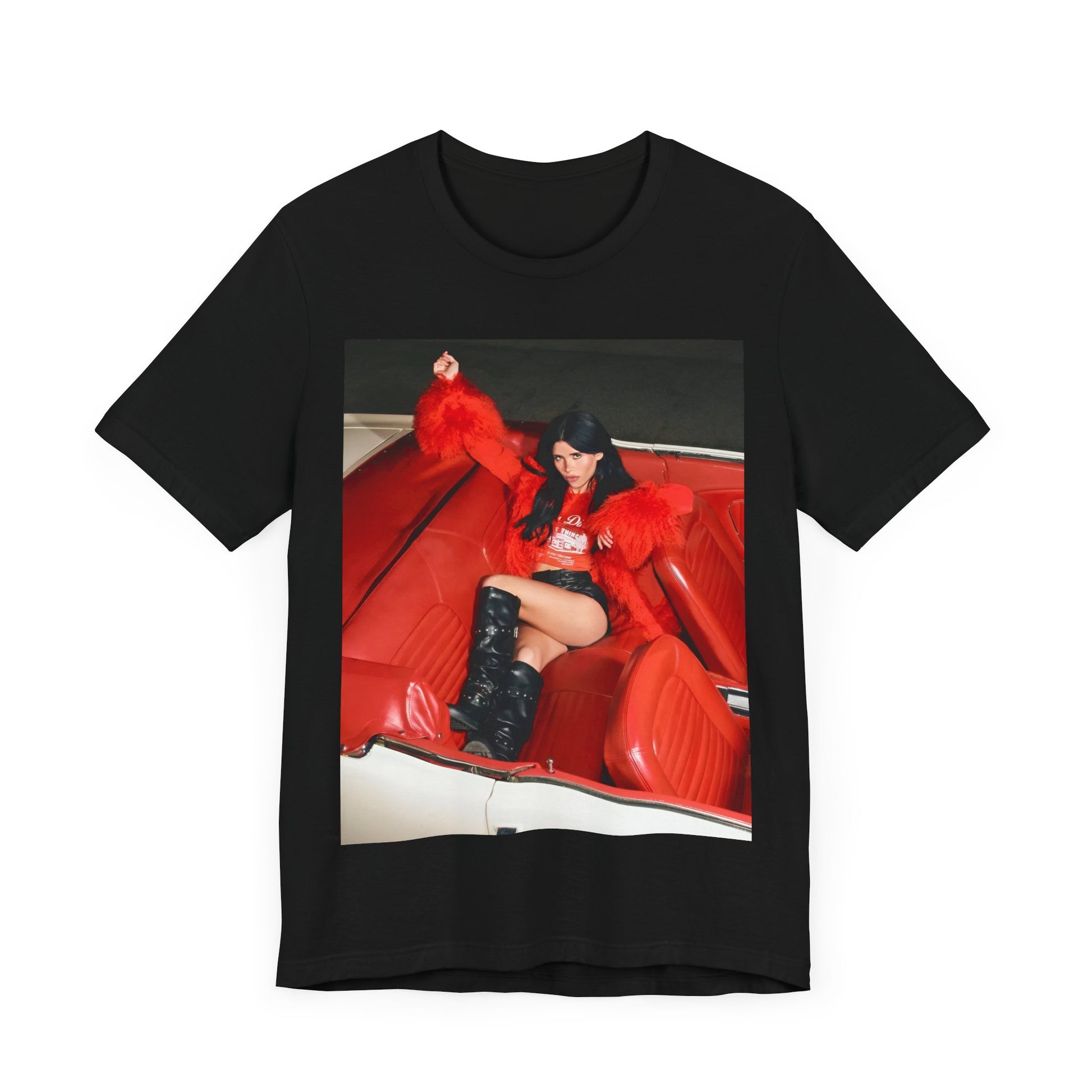 A black graphic t-shirt featuring a retro graphic related to Nessa Barrett's 'Dying on the Inside' song or era.