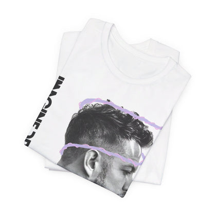 A black graphic t-shirt featuring a graphic of Imagine Dragons designed with a modern alt rock spirit.
