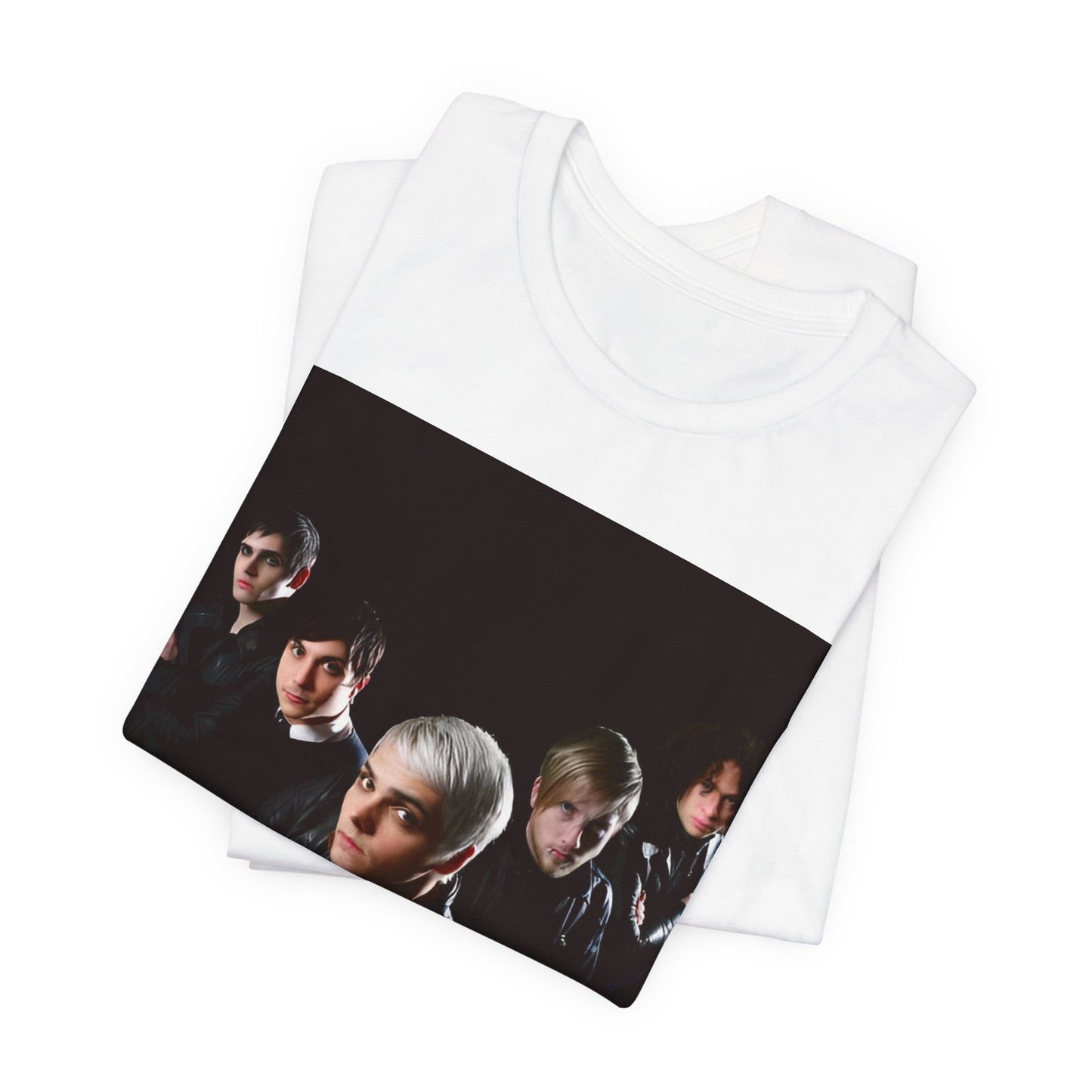 A black graphic t-shirt featuring a modern rock graphic of My Chemical Romance.