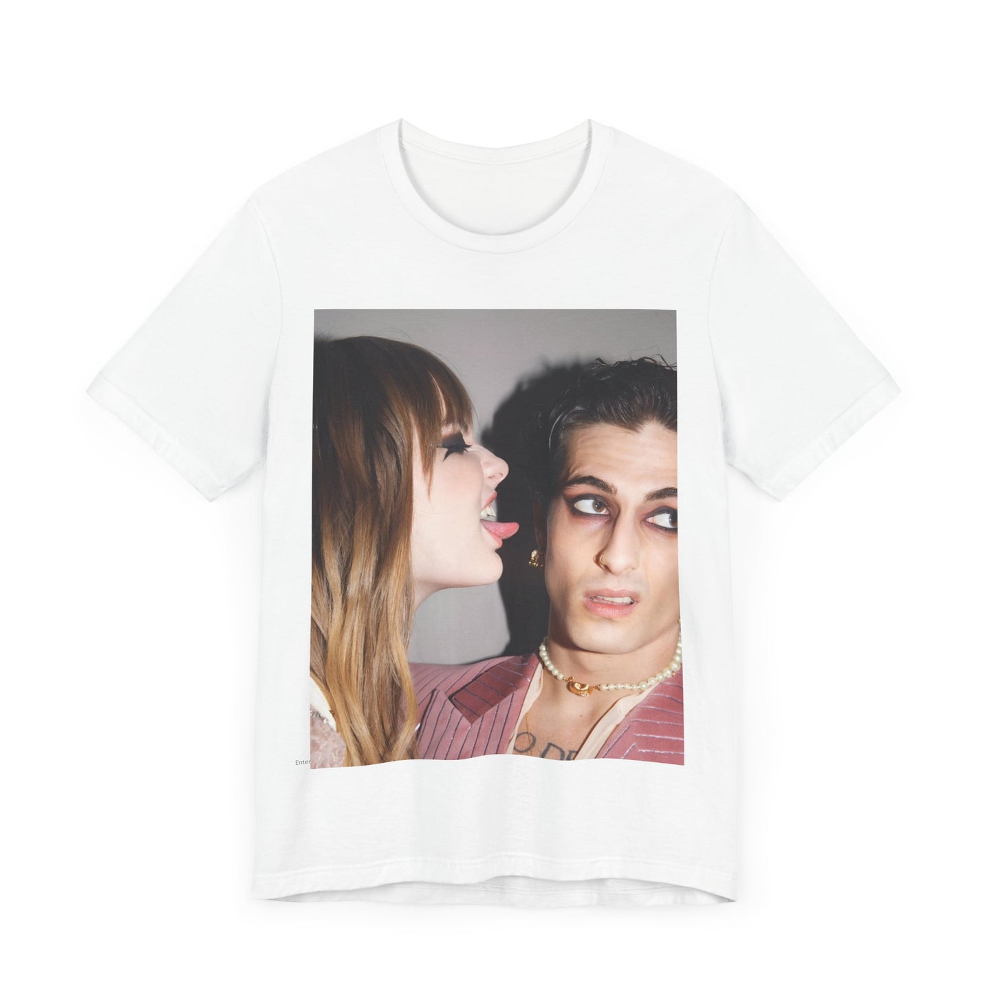 A black graphic t-shirt featuring a fearless rock and roll graphic of Maneskin.