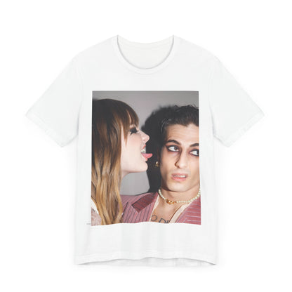 A black graphic t-shirt featuring a fearless rock and roll graphic of Maneskin.