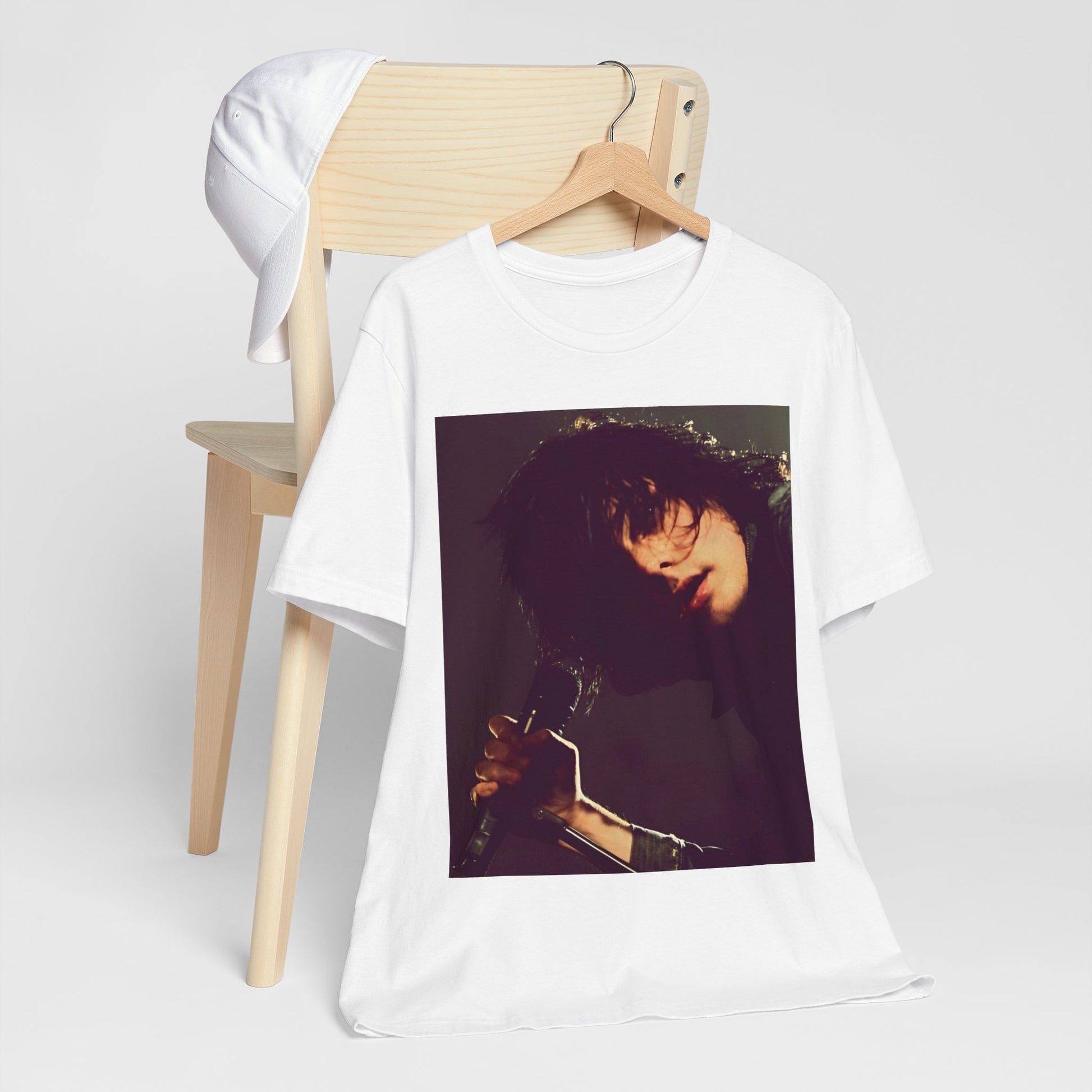 A black graphic t-shirt featuring a graphic of Gerard Way from My Chemical Romance.