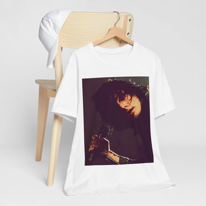 A black graphic t-shirt featuring a graphic of Gerard Way from My Chemical Romance.