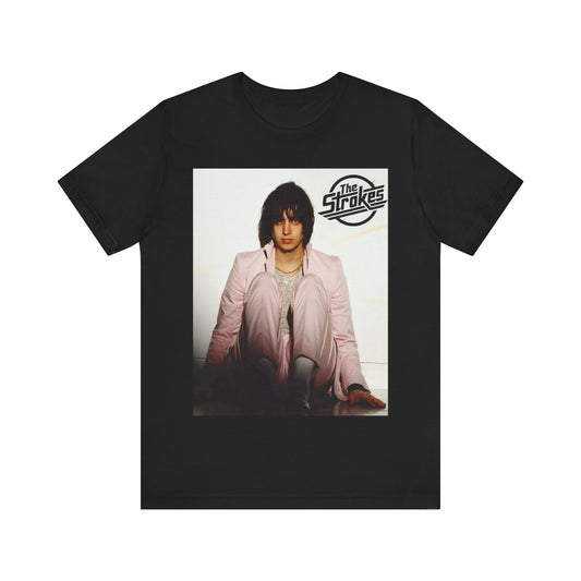 A black graphic t-shirt featuring a graphic of The Strokes with cool New York City vibes.