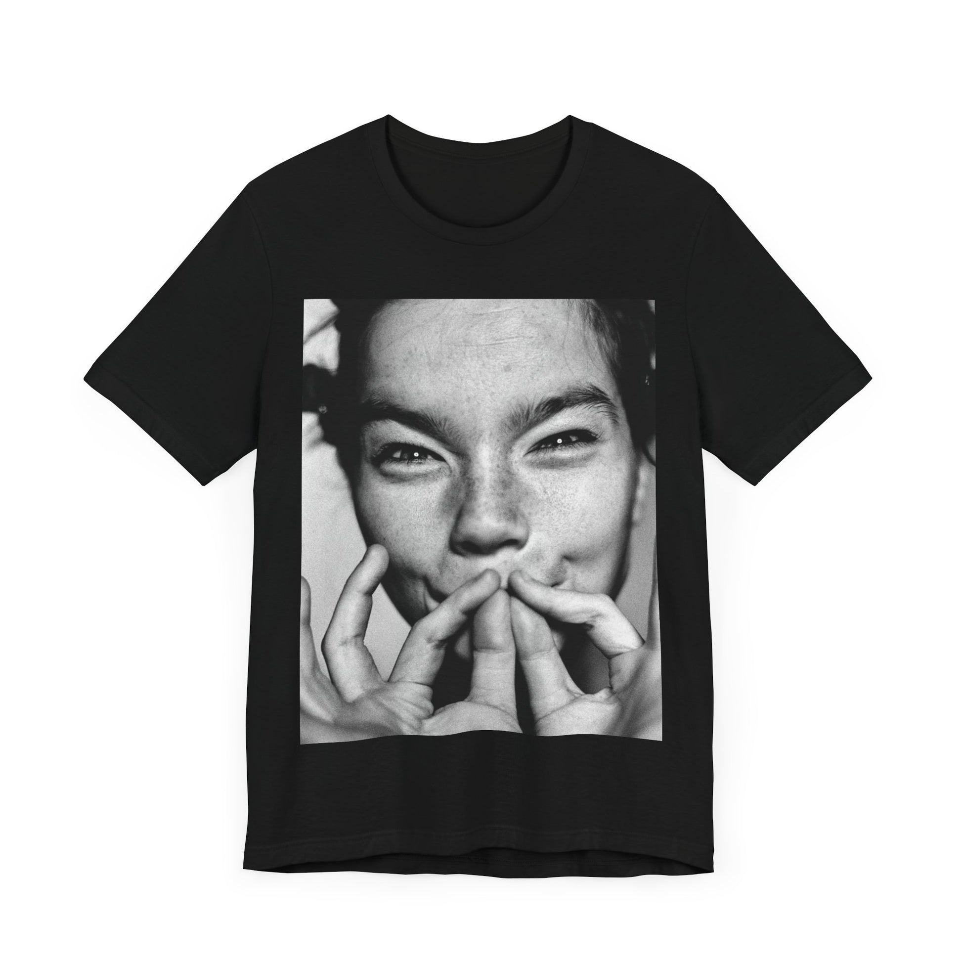 A black graphic t-shirt featuring a graphic related to Bjork's 'Vulnicura' album era, possibly with abstract or emotional visual elements.
