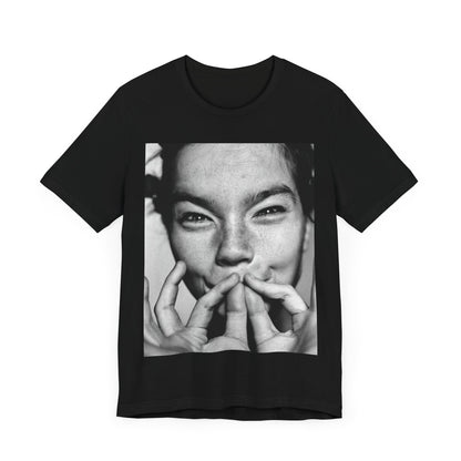 A black graphic t-shirt featuring a graphic related to Bjork's 'Vulnicura' album era, possibly with abstract or emotional visual elements.