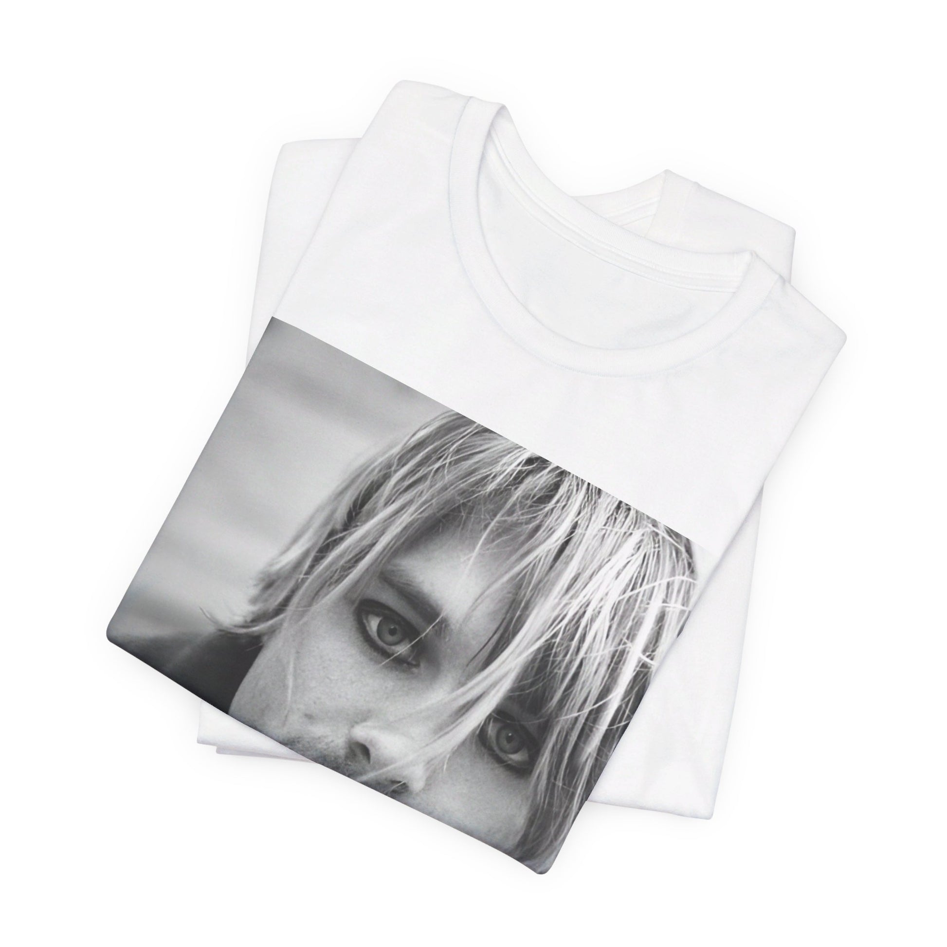A black graphic t-shirt featuring a classic 90s alt rock graphic of Nirvana.