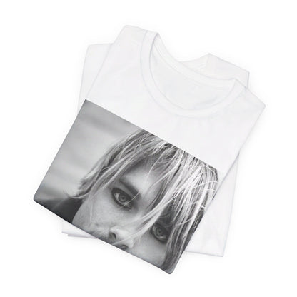 A black graphic t-shirt featuring a classic 90s alt rock graphic of Nirvana.