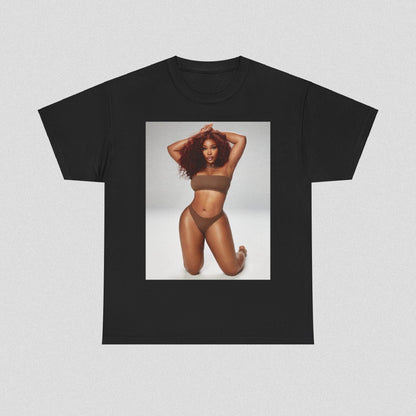 A black graphic t-shirt featuring a boxy graphic related to SZA's 'Ctrl' album era.