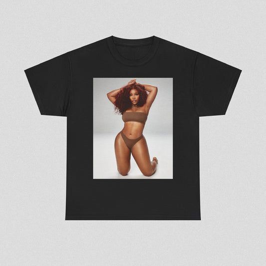A black graphic t-shirt featuring a boxy graphic related to SZA's 'Ctrl' album era.
