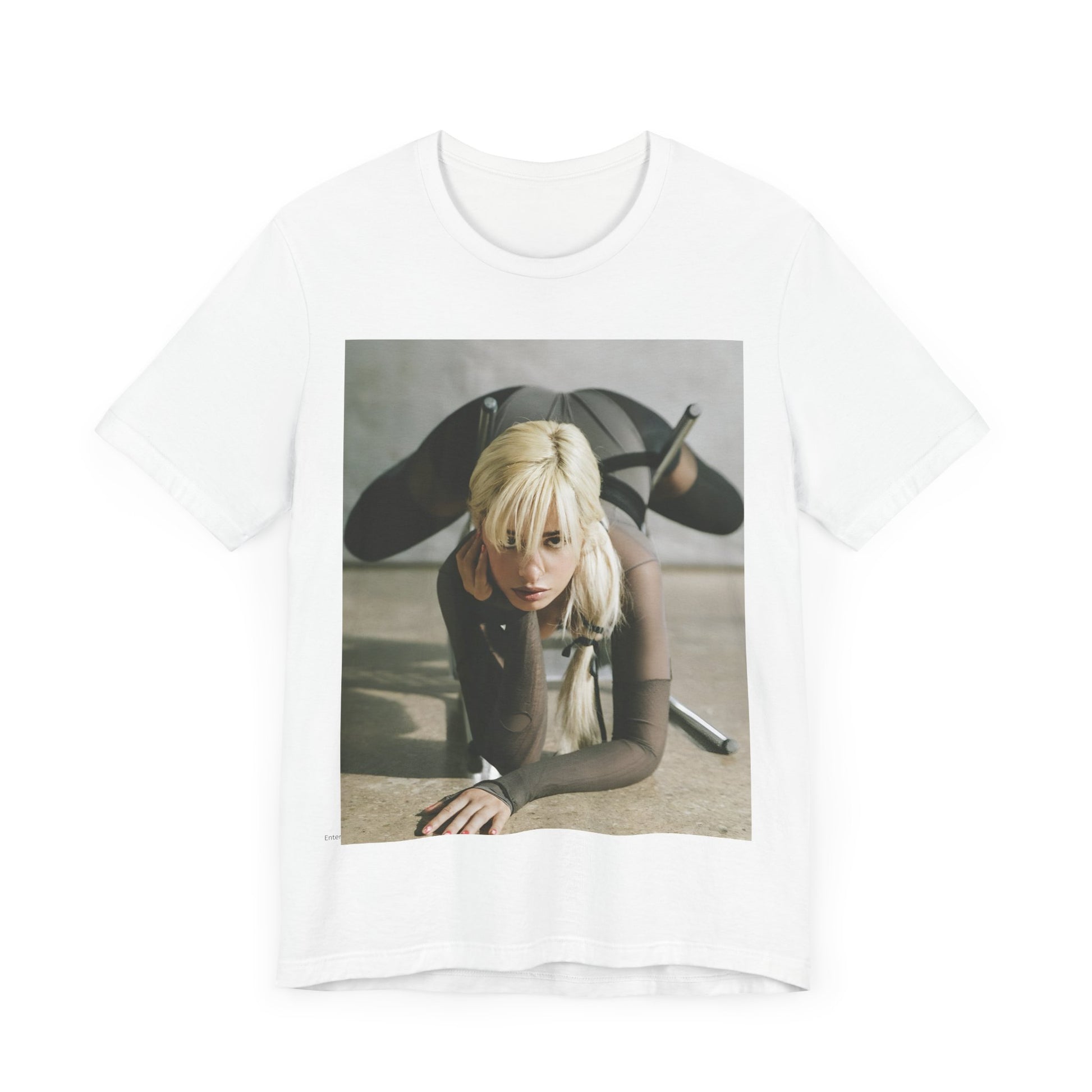A black graphic t-shirt featuring a vintage-style graphic of Camila Cabello, possibly with a crown or 'Pop Queen' title.